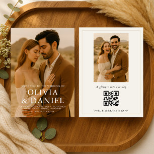 Boho Minimalist Simple Photo Wedding Invitation