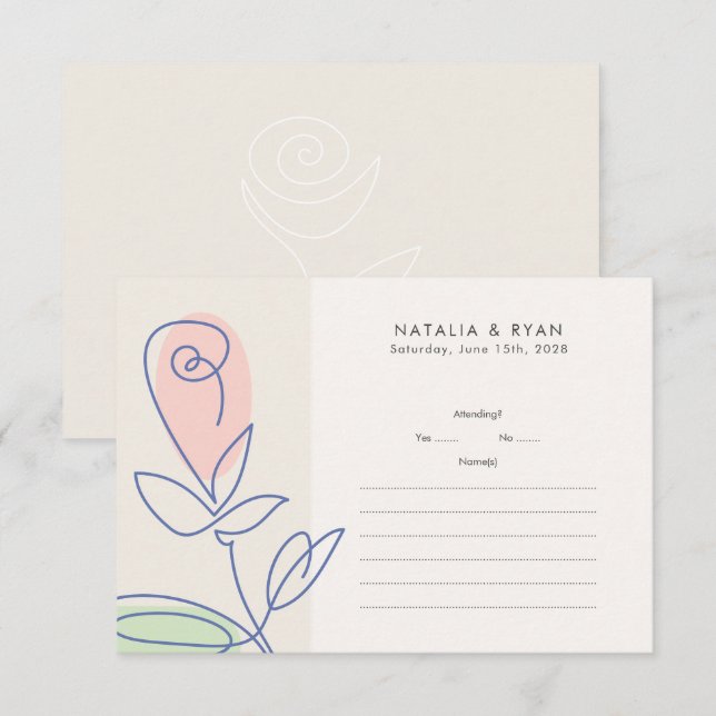 Boho Minimalist Spring Floral Wedding RSVP Card (Front/Back)