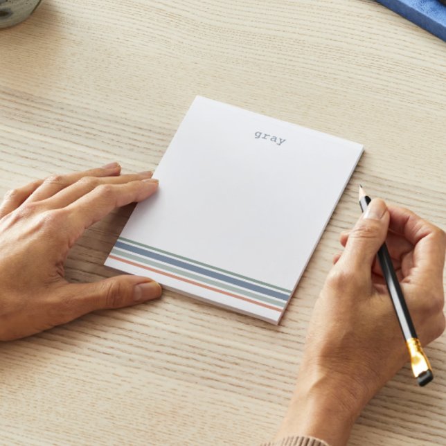 Boho Minimalist Stripes Personalized Notepad (notepad, personalized notepad, minimalist notepad, custom notepad, stripe notepad)