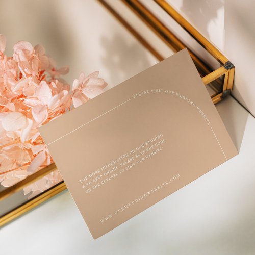 Boho Minimalist Tan Wedding Website Enclosure Card