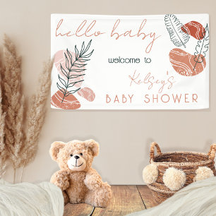 Boho Minimalist Terracotta Blush Hello Baby Shower Banner