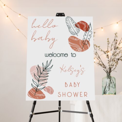Boho Minimalist Terracotta Blush Hello Baby Shower Foam Board
