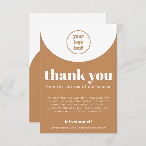 Boho Minimalist Thank You For Order Small Business Enclosure Card