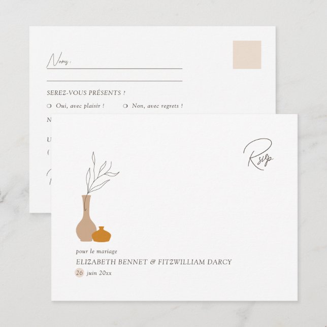 Boho Minimalist Vases | Meal Choice RSVP  Postcard (Front/Back)