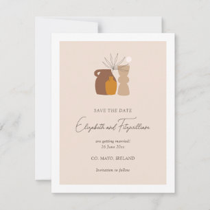Boho Minimalist Vases Save The Date Card 