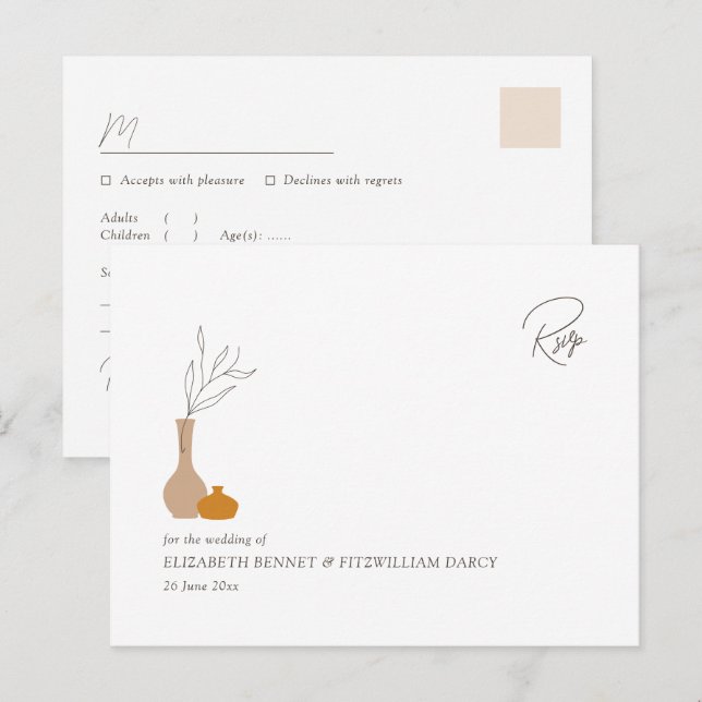 Boho Minimalist Vases | Song Request RSVP Postcard (Front/Back)