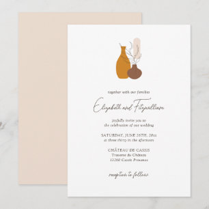 Boho Minimalist Vases Wedding  Invitation