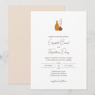 Boho Minimalist Vases Wedding  Invitation
