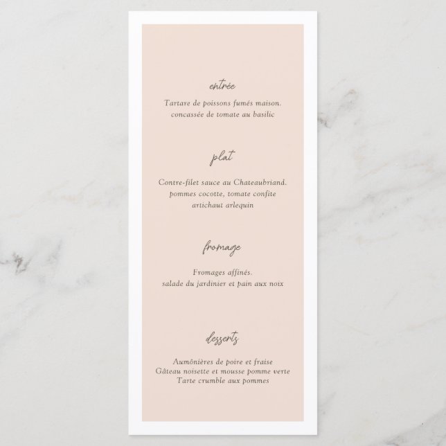 Boho Minimalist Vases Wedding  Menu (Back)