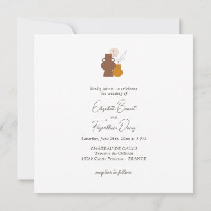 Boho Minimalist Vases Wedding Of Invitation