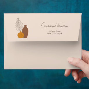 Boho Minimalist Vases Wedding Pre-Self Addressed  Envelope