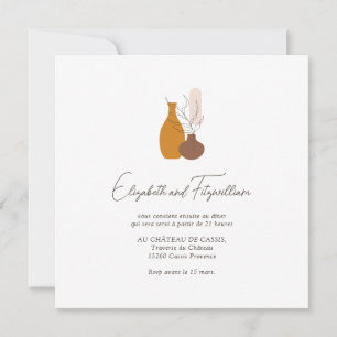 Boho Minimalist Vases Wedding Reception Invitation