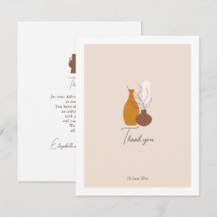 Boho Minimalist Vases Wedding  Thank You Card