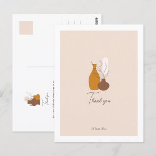 Boho Minimalist Vases Wedding Thank You  Postcard