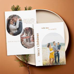 Boho Minimalist Vintage Photo Christmas Family Holiday Card