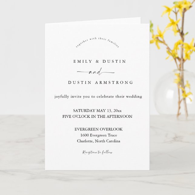 Boho Minimalist Wedding Invitation (Yellow Flower)