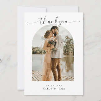Boho Minimalist Wedding Photo Thank You Card