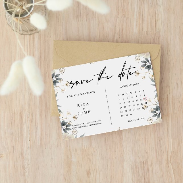 Boho Minimalist Wedding Save The Date Card (Creator Uploaded)