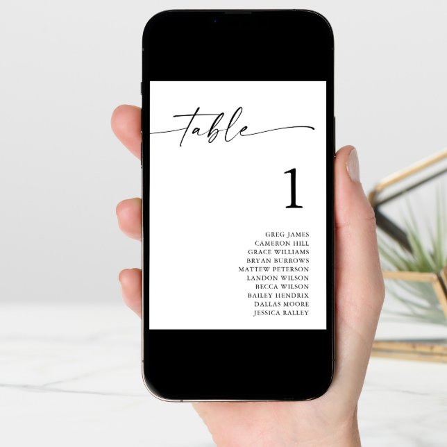 Boho Minimalist Wedding Seating Chart Cards (Front Digital)