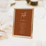 Boho Minimalist Wedding Terracotta Seating Chart Table Number<br><div class="desc">Help your guests find their way with these table number cards. Use these miniature table cards instead of your general seating chart by attaching them on a wooden board, mirror, or other surface to match your wedding style. Design features an handwritten font and modern minimalist design. To change table number...</div>