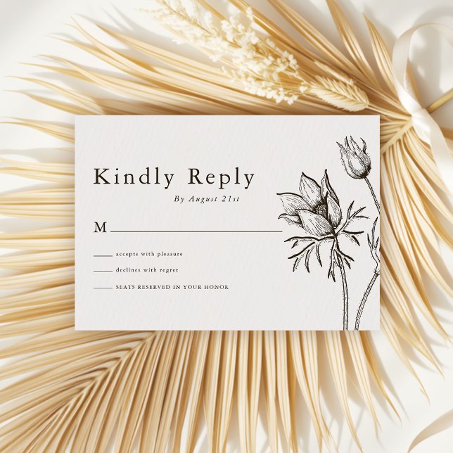 Boho Minimalist Wildflower Wedding Kindly Reply RSVP Card (Creator Uploaded)