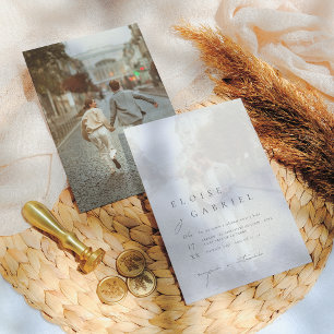 Boho Minimalista 2 Fotos Invitación de Boda Invitation