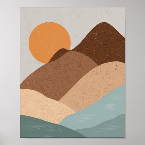 Boho Minimalistic Mountains Art Poster