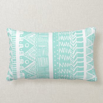 Boho Mint Aztec Lumbar Pillow by OrganicSaturation at Zazzle