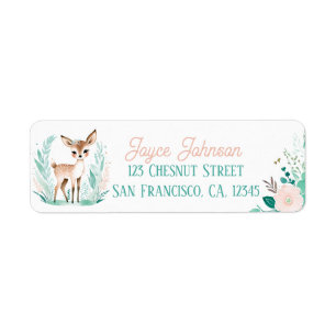 Boho Mint Green Fawn Return Address Labels