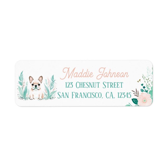 Boho Mint Green French bulldog Label (Front)