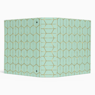 Boho Mint Green Hexagon Gold & Geometric Glam 3 Ring Binder