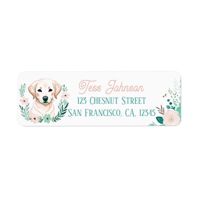 Boho Mint Green Labrador Return Address Labels  (Front)