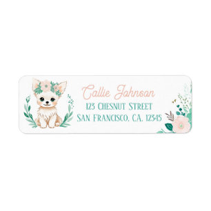 Boho Mint Green Puppy Chihuahua Return Address Label