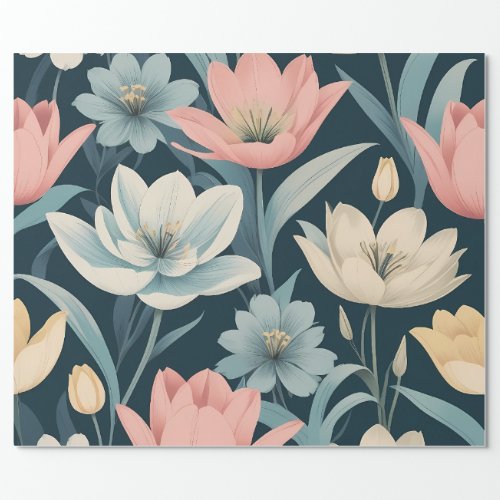 Boho mix flowers wrapping paper