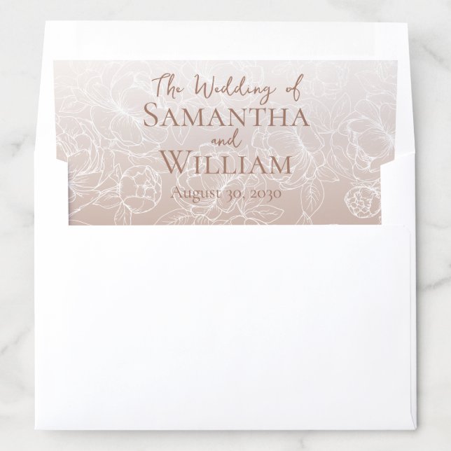 Boho Mocha Mousse Rustic Modern Botanical Wedding Envelope Liner (In Envelope)