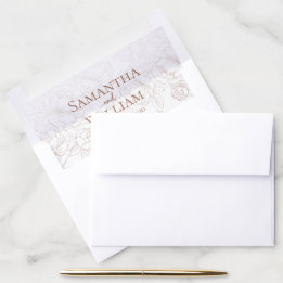 Boho Mocha Mousse Rustic Modern Botanical Wedding Envelope Liner