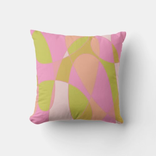 Boho Modern Abstract Art  Pink Lime Green Throw Pillow