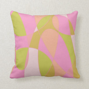 Boho Modern Abstract Art   Pink Lime Green Throw Pillow