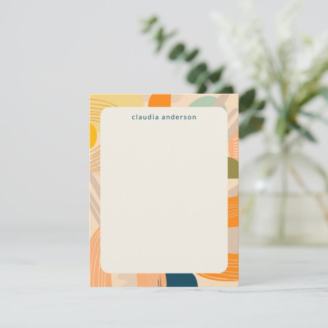 Boho Modern Abstract Art Shapes Personalized  Note Card (Standing Front)