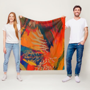 Boho Modern Abstract Artwork Fleece Blanket