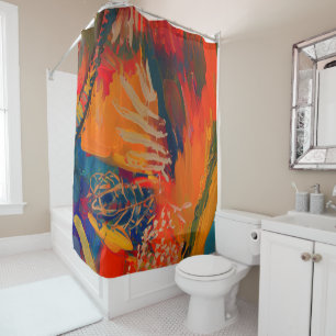 Boho Modern Abstract Artwork Shower Curtain