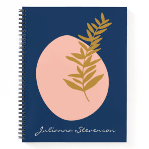 Boho Modern Abstract Botanical Art Blue Custom Notebook