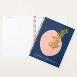 Boho Modern Abstract Botanical Art Blue Custom Planner<br><div class="desc">This stylish planner features a pretty boho botanical illustration with abstract shapes in pink,  blue,  and gold. Personalize it with your name. Great gift idea!</div>