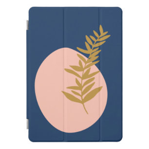 Boho Modern Abstract Botanical Art Pink Blue Gold iPad Pro Cover