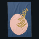 Boho Modern Abstract Botanical Art Pink Blue Gold Kitchen Towel<br><div class="desc">This stylish kitchen dish towel features a pretty boho botanical illustration with abstract shapes in pink, blue, and gold.</div>