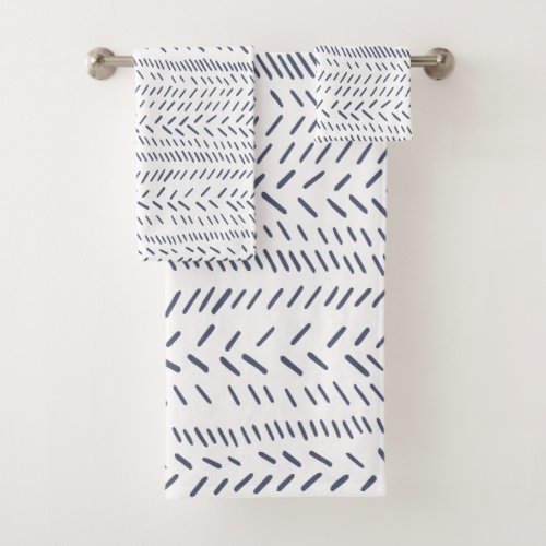 Boho Modern Abstract Mudcloth in Navy Bath Towel Set