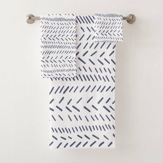 Boho Modern Abstract Mudcloth in Navy Bath Towel Set (Insitu)