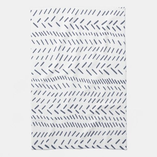 Boho Modern Abstract Mudcloth in Navy Kitchen Towel