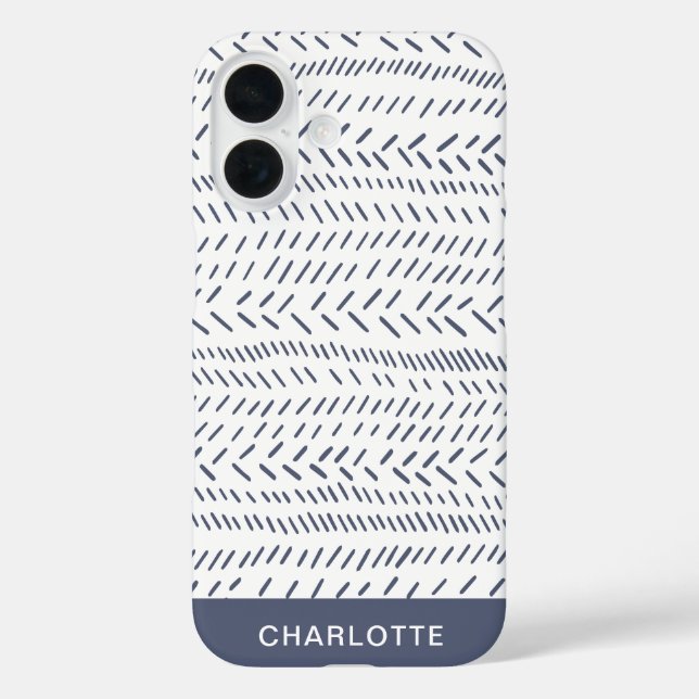 Boho Modern Abstract Mudcloth Navy Personalized Case-Mate iPhone Case (Back)