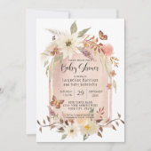 BOHO Modern Arch Fall Floral Autumn Butterfly Invi Invitation (Front)